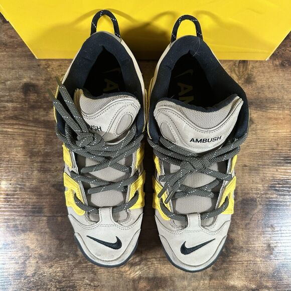 Size 11.5 - AMBUSH x Nike Air More Uptempo Low Vivid Sulfur Limestone FB1299-200 - Picture 3 of 9